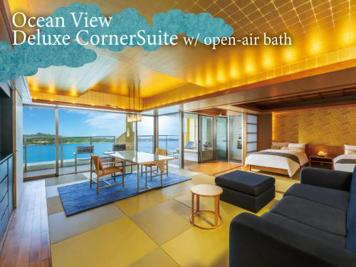 a rendering of an ocean view deluxe conference suite wi open air bath at KAMENOI HOTEL Nachi Katsuura Kumano Kodo in Nachikatsuura