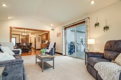 a living room with a couch and a table at 4 Mi to the Amish Village Spacious Home with Deck! in Ronks