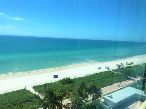 a view of a beach and the ocean at Ocean Front Units at Miami Beach in Miami Beach