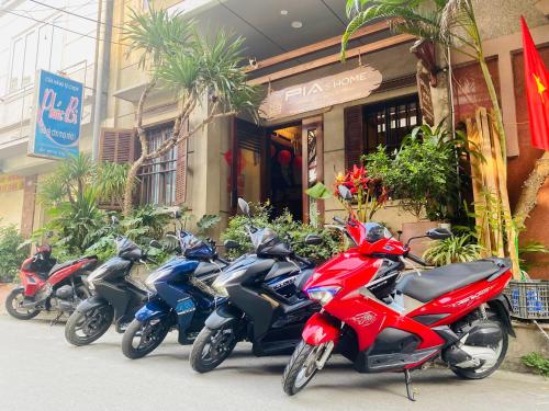 a row of motorcycles parked in front of a store at PIA homestay - Tours & Motorbike rentals - Cao Bằng in Cao Bằng
