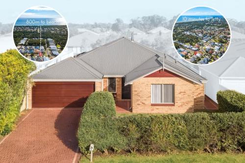 a picture of a house with three images of it at Retreat on Broadwater, pet friendly in Busselton