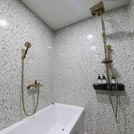a bathroom with a shower and a bath tub at Browndot Hotel Godeok newtown in Pyeongtaek