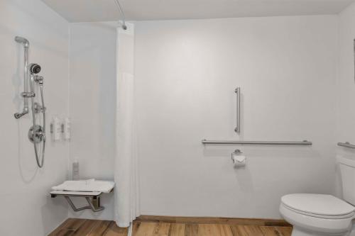 a white bathroom with a toilet and a shower at Hampton Inn by Hilton Milford in Milford