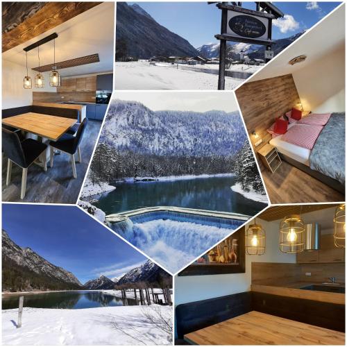 a collage of photos of a hotel in the mountains at Pension Zeegershof in Heiterwang