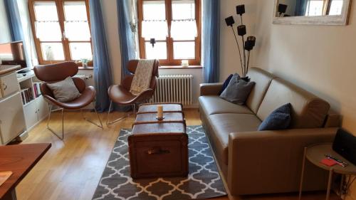 Χώρος καθιστικού στο Altstadtwohnung Relaxing Blue