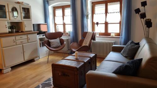 Χώρος καθιστικού στο Altstadtwohnung Relaxing Blue