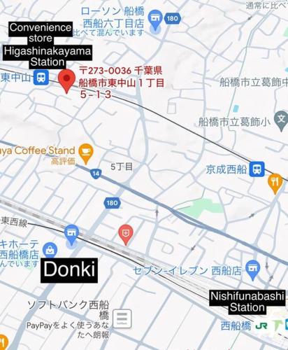a detailed map of a city at Disney11min Makuhari Messe14min 2 free parking in Funabashi
