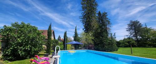 une piscine dans l'arrière-cour d'une maison dans l'établissement La Tramolière, à Le Passage
