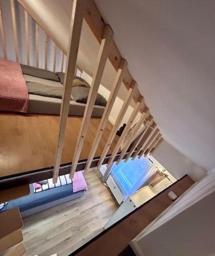an overhead view of a room with a bunk bed at Place to beee in Jüterbog