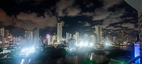 a view of a city at night with lights at Mirador del Laguito 13003 in Cartagena de Indias