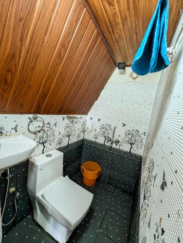 a bathroom with a toilet and a sink at Coorgology - The estate stay in Madikeri