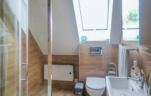 a bathroom with a toilet and a sink at 2 Bedroom Gorgeous Home In Niesulice in Niesulice