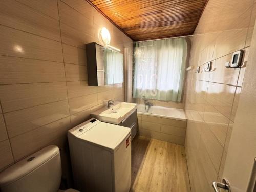 une petite salle de bain avec un lavabo et des toilettes dans l'établissement Résidence Les Crocus - Studio pour 4 Personnes MAE-9121, à Champcella