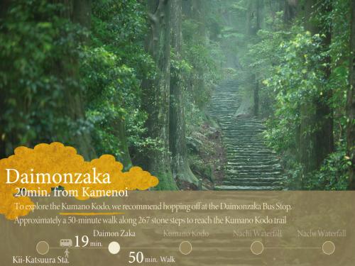 a poster of a path in a forest at KAMENOI HOTEL Nachi Katsuura Kumano Kodo in Nachikatsuura