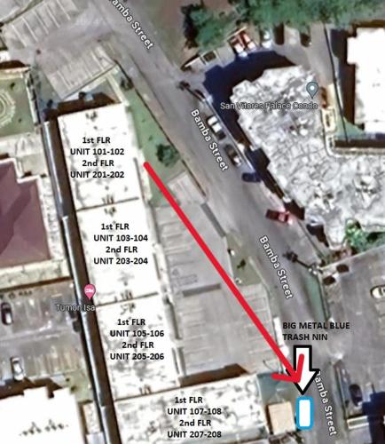 a map of a parking lot with a red line at Tumon Isa 16 Condo in Tamuning