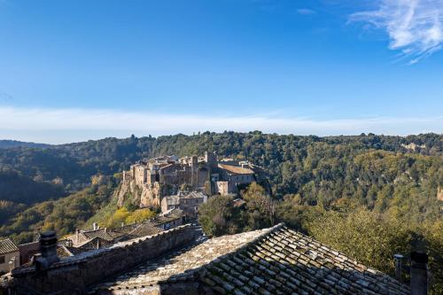 a town on top of a hill with trees at SopraBosco Calcata Art & Design Apartment in Calcata