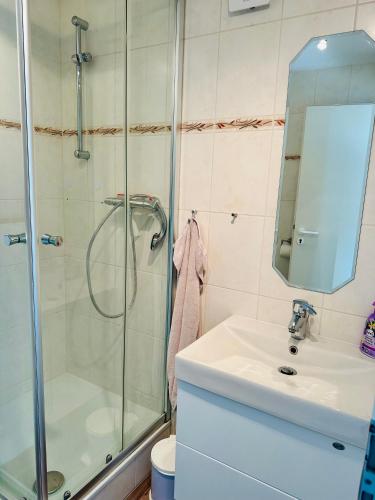 Bilik mandi di Ferienwohnung Suzanne mit Außenbereich