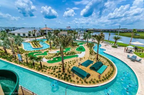 an aerial view of the pool at the resort at Waterpark Disney wPoolLakeView Storey Lake in Kissimmee