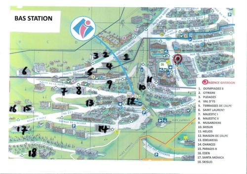 a map of a park with people on it at Résidence Skisud - APPARTEMENT ALPE D'HUEZ QUARTIER BAS DE STATION MAE-2151 in LʼHuez