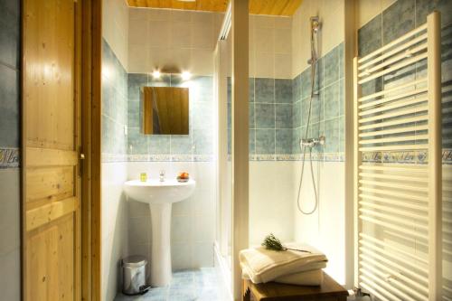 a bathroom with a sink and a shower at Résidence Alexandre & Chartreuse - CHALET ALEXANDRE MAE-9571 in Vénosc