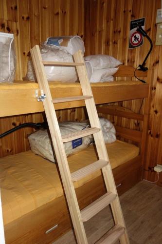 - une échelle dans une chambre avec des lits superposés dans l'établissement Résidence 4 Soleils - APPARTEMENT 2 PIECES + COIN MONTAGNE-ECLOSE EST MAE-3281, à Huez