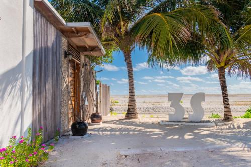 a house on the beach with palm trees at WAVE SOUND by 3S Maldives in Maradhoofeydhoo