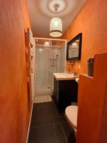 ห้องน้ำของ Maison Zen avec Jacuzzi proche des passerelles himalayennes de Monteynard