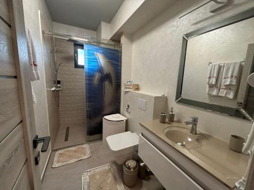 a bathroom with a sink and a toilet and a shower at Alecsa 1 Luxury Residence in Mamaia