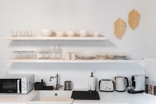 Dapur atau dapur kecil di Cycladic home Aretinni