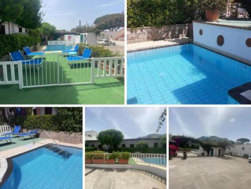 a collage of pictures of a swimming pool at Villa Calise in Forio d'Ischia