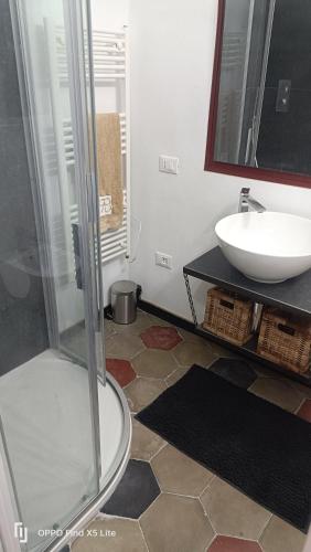 a bathroom with a shower and a sink at ZuccarelloDreams in Zuccarrello