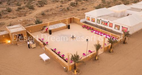 an overhead view of a building in the desert at Desert Dream Royal Camp & Pool in Jaisalmer