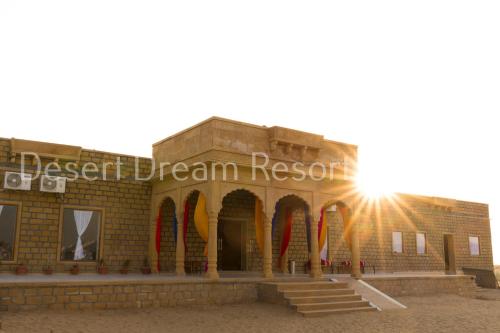 a building with the words desert dream rescue on it at Desert Dream Royal Camp & Pool in Jaisalmer