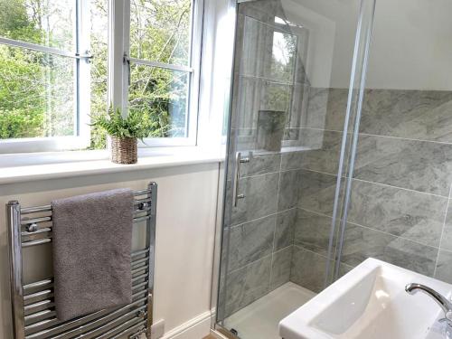 a bathroom with a shower and a sink at Guest suite in Checkendon in Checkendon