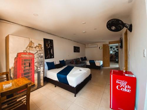 Krevet ili kreveti u jedinici u okviru objekta Hotel Lleras # 1