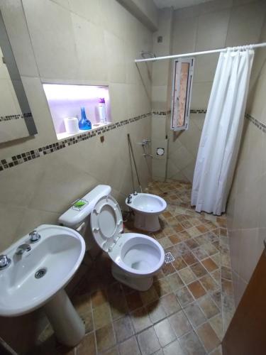 a bathroom with a toilet and a sink at Depto Cabildo in San Salvador de Jujuy