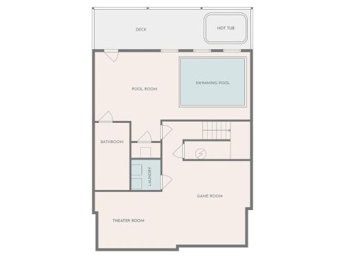 a floor plan of a house at New Luxurious 4Bd 5B Ensuite Cabin with Indoor Pool, HotTub, Theater and Game Room, Spring Deal in Sevierville