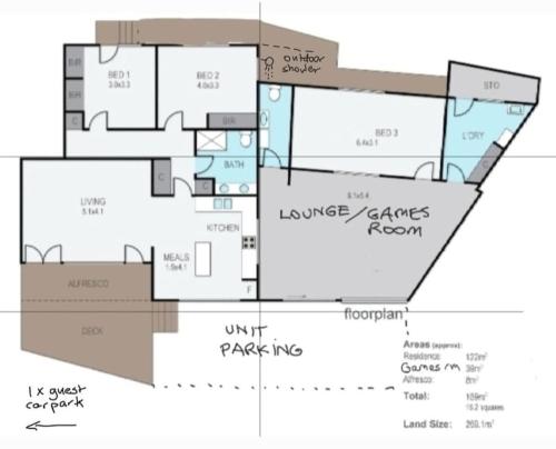 a floor plan of a house at Rosebud Retro Retreat in Rosebud