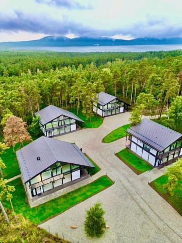 an overhead view of a home with two buildings at Fachwerk Borovoe in Shchūchīnsk