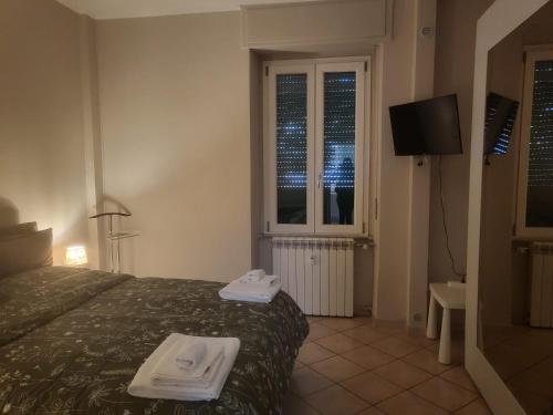 a hotel room with a bed and a television at La piccola Flo in Terni