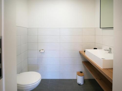 a bathroom with a toilet and a sink at ALPENGONDEL Suite - Charming Mountain Apartment with Balcony, presented by AlpenLuxus in Kramsach