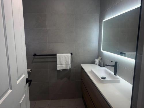 a bathroom with a sink and a mirror at Old Maitland Inn - Rutherford in Maitland