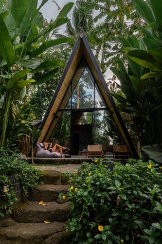 Zahrada ubytování Delta Casa Ubud-Tiny Jungle A-Frame Villas