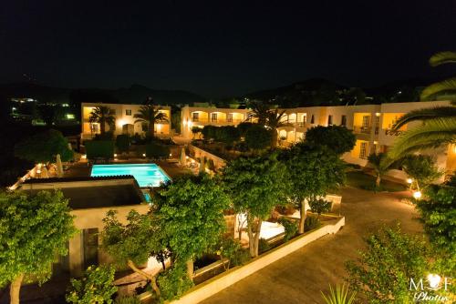 an aerial view of a hotel at night at Hotel Marilen in Alinda