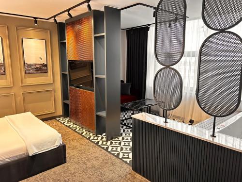 Ένα ή περισσότερα κρεβάτια σε δωμάτιο στο Zeytin Hotel