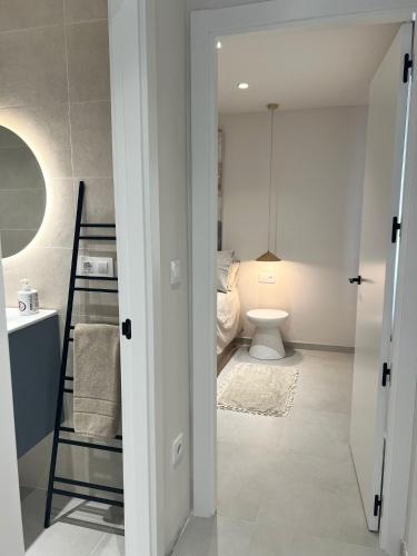 デニアにあるLalola villas - Apartamento privado Deniaのバスルーム(トイレ付)、はしごが備わる客室です。