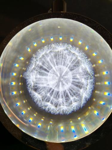 a close up of a glass bowl with lights in it at Tu Shu Guan in Guanshan