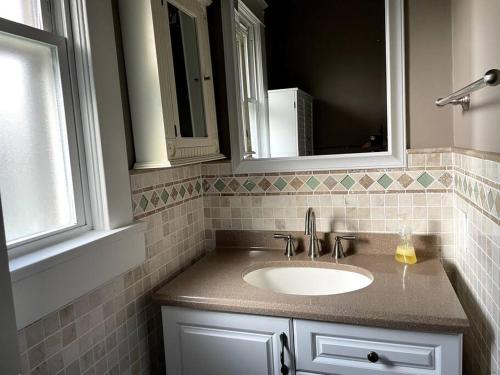 a bathroom with a sink and a mirror at The Tipsy Gypsy in Hunter
