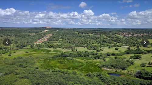 an aerial view of a green field with trees at Corais de Cotovelo in Parnamirim