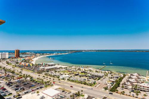 an aerial view of a beach and the ocean at Beach Club Gulf Front 3B Condo - 2003 in Pensacola Beach